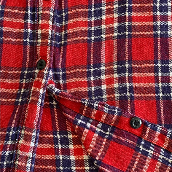 Ralph Lauren RL Utility linen cotton blend plaid shirt button front tunic hem M - Picture 11 of 12